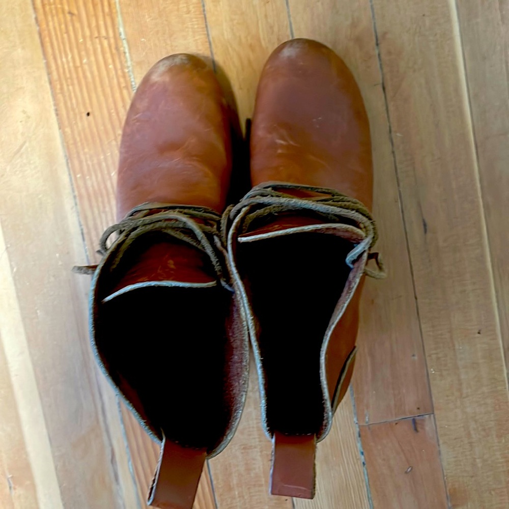 Buttery brown leather clog booties